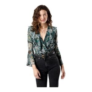 NWT! Band of Gypsies Band of the Free Bonnie Black Emerald Bodysuit. Size XS